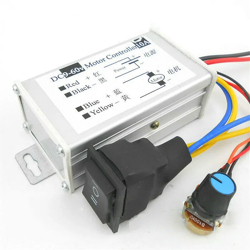 10A DC 9V-60V PWM Motor Speed Controller Switch CW CCW Foreard Reverse 12V 24V 36V 48V Positive Negative Stepless Motor Governor
