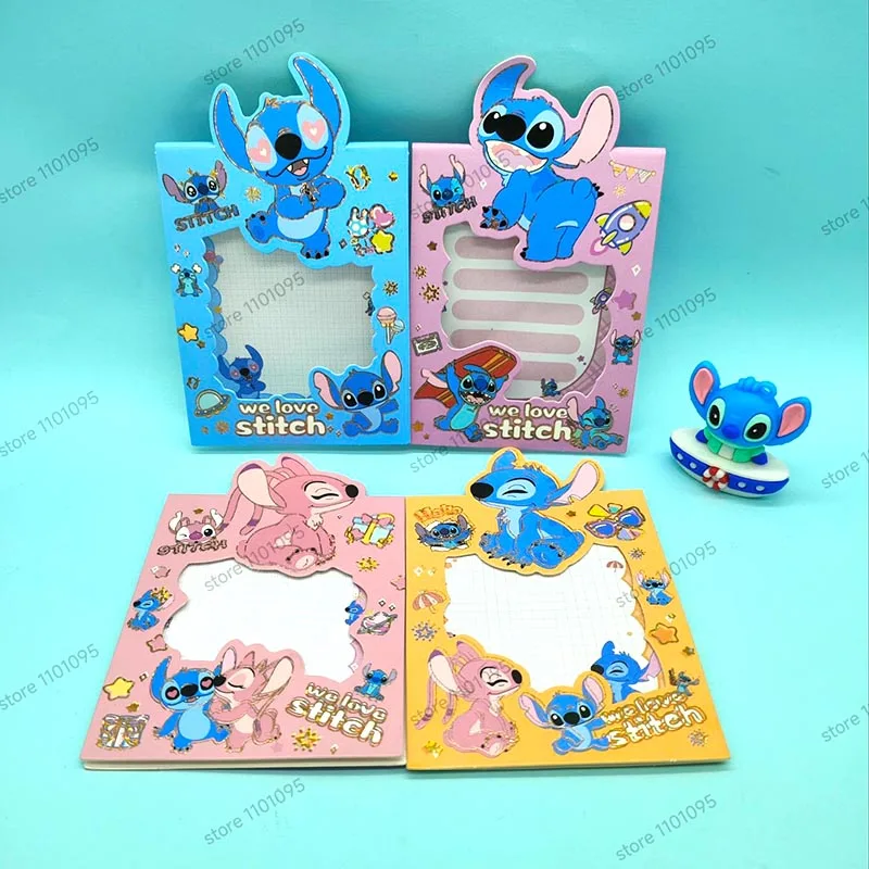 4pcs/lot Stitch Hollow Out Memo Pad Sticky Notes Kawaii Stationery Disney Notepad Scrapbooking Post Office School Supplies