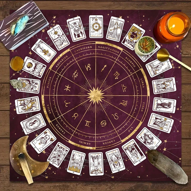 Tarot Cloth Astrology Tarot Cloth Astrology Sun Zodiac Tarot Altar Cloth Astrology Wheel Tablecloth Divination Reading Mat