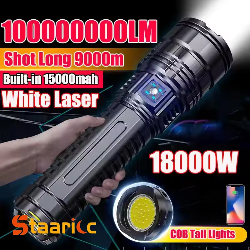 Linterna Táctica de Largo Alcance, Linterna de Trabajo Muy Potente, Recargable, Linternas LED Recargables de Alta Potencia, Lámpara de Alta Potencia