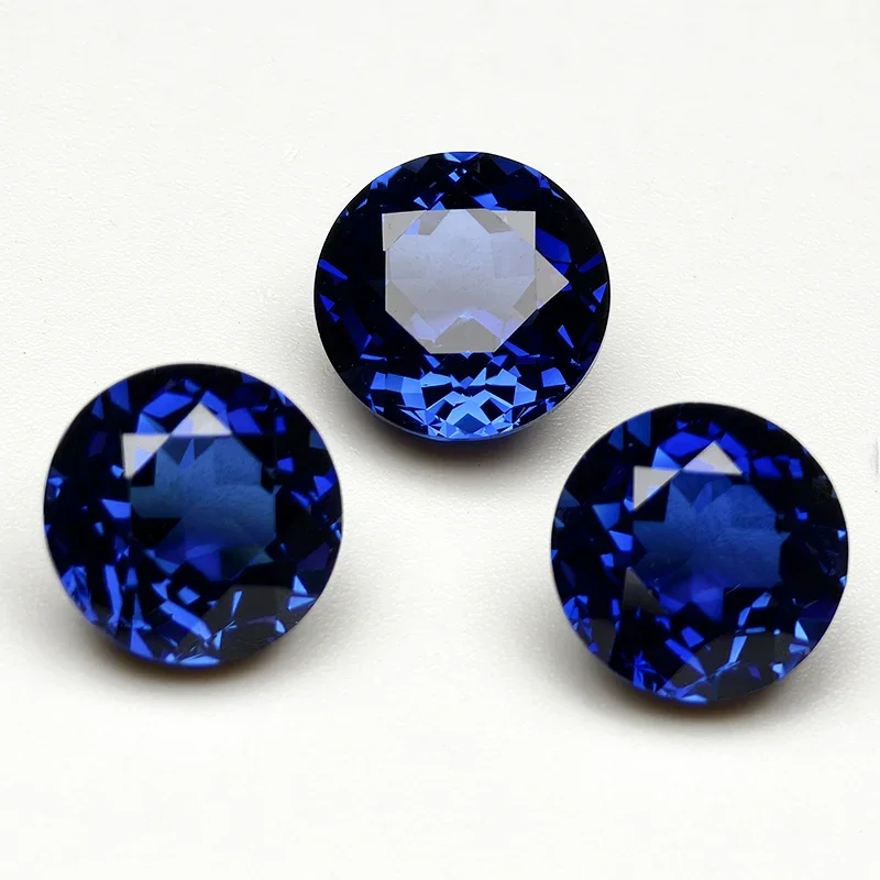 

Quality Blue Sapphire Round Faceted Cut Test Mohs Hardness Gemstone For Jewelry Making Earrings Charms Beads Precious Stone