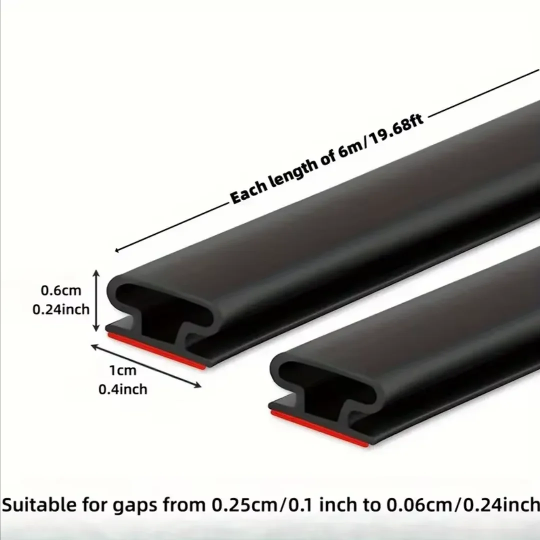 แถบปิดผนึกประตูหน้าต่างกันลมกันเสียงกันกระแทก TPE ขนาด 1/3/6/10 เมตร 1 ชิ้น แบบมีกาวในตัว