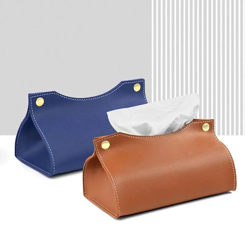 Tissue Box Halter Hause Wohnzimmer Kaffee Tisch Desktop Einfache Serviette Box Küche Lagerung Papier Box PU Leder Organisatoren – Detail 8