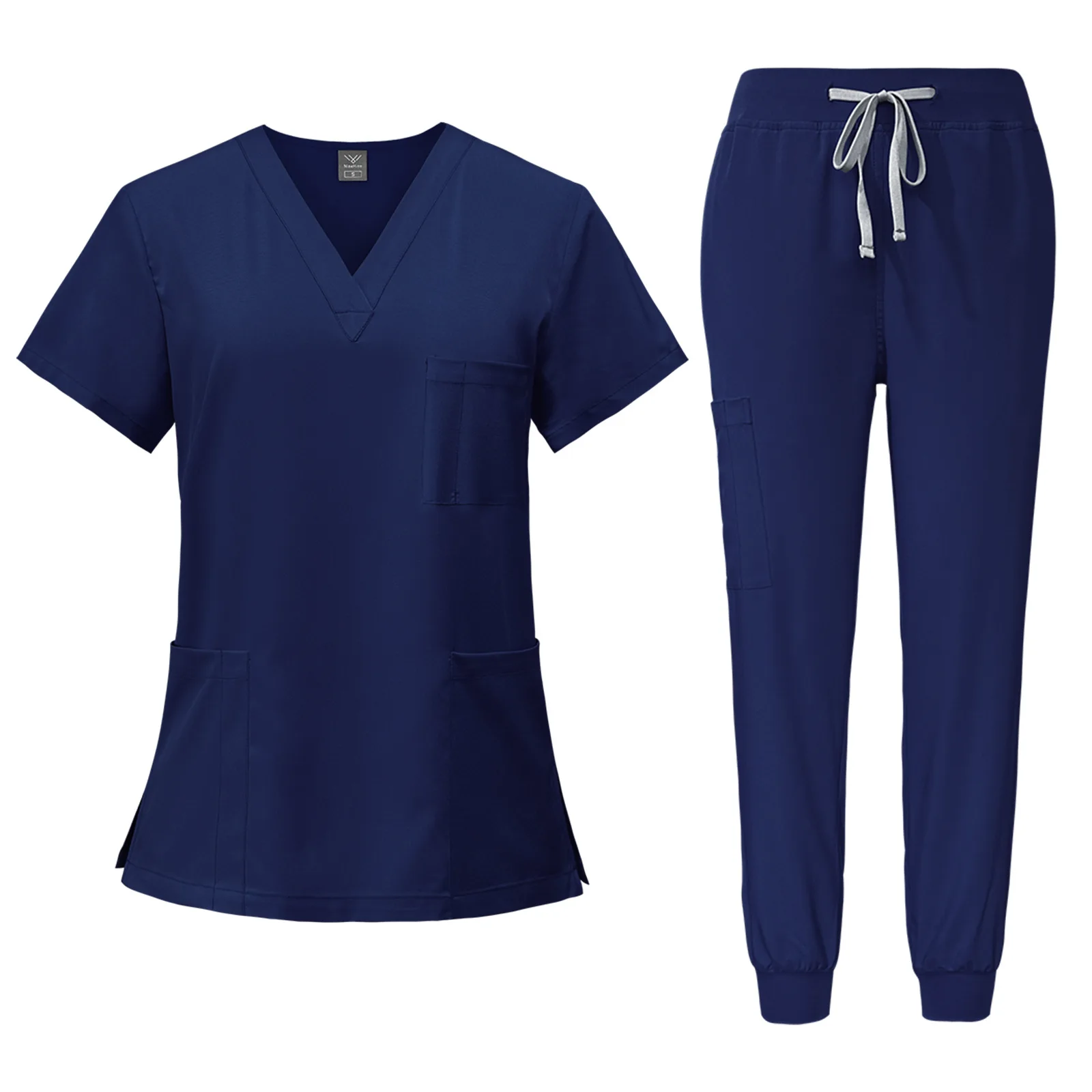 유니섹스 화이트 병원 유니폼, 간호사 뷰티 치과 살롱 작업복, 맞춤형 로고 유니폼, 의료 스크럽 조거 세트, 패션