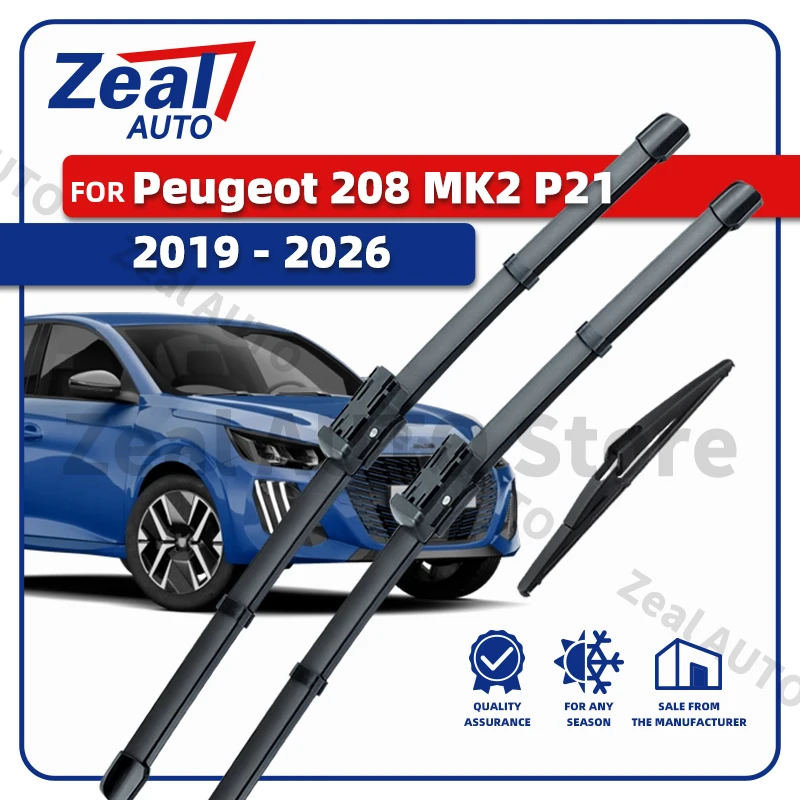 RHD Front Rear Wiper Blades For Peugeot 208 P21 MK2 2019-2026 Windshield Windscreen 24''16''12