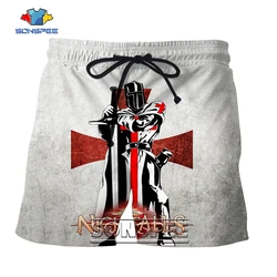 Sonspee engraçado do vintage cavaleiros templar impressão 3d shorts das mulheres dos homens retro estilo europeu oversize calças curtas roupas