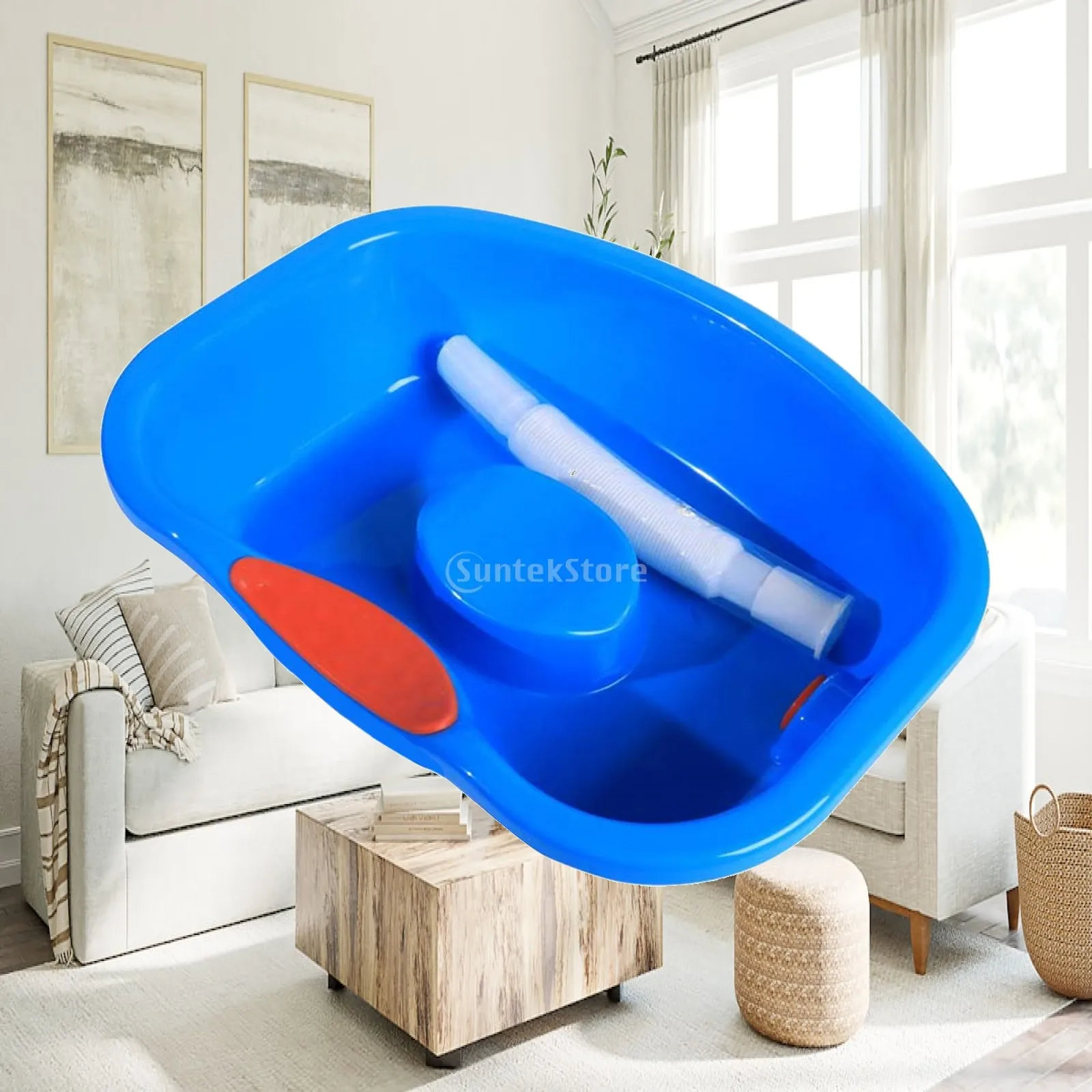 Bedside Shampoo Basin Tray with Cushion Neck Support for Salon Hair Wash Sink Portable