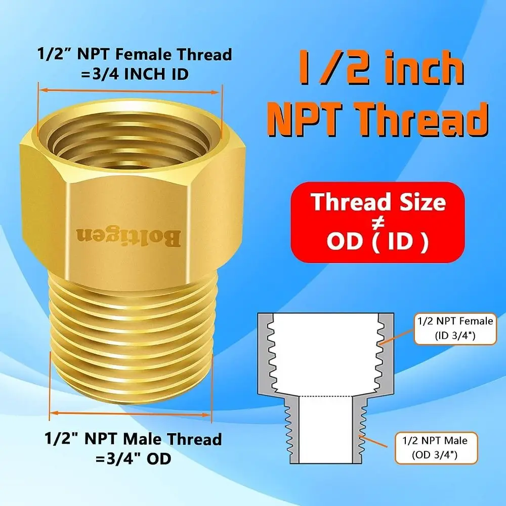 Gold One-way Valve Durable Brass Female to Male Thread Check Valve Ozone Resistance 1/2\