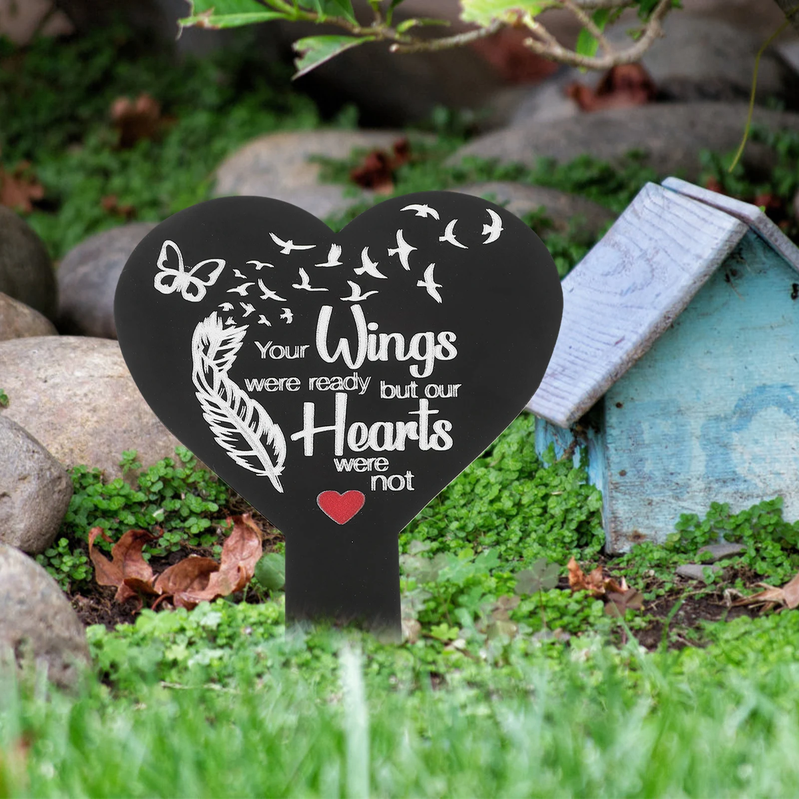 

Cemetery Marking Plaque Garden Deceased Stake Heart Shaped Memorial Marker Inserted Decor