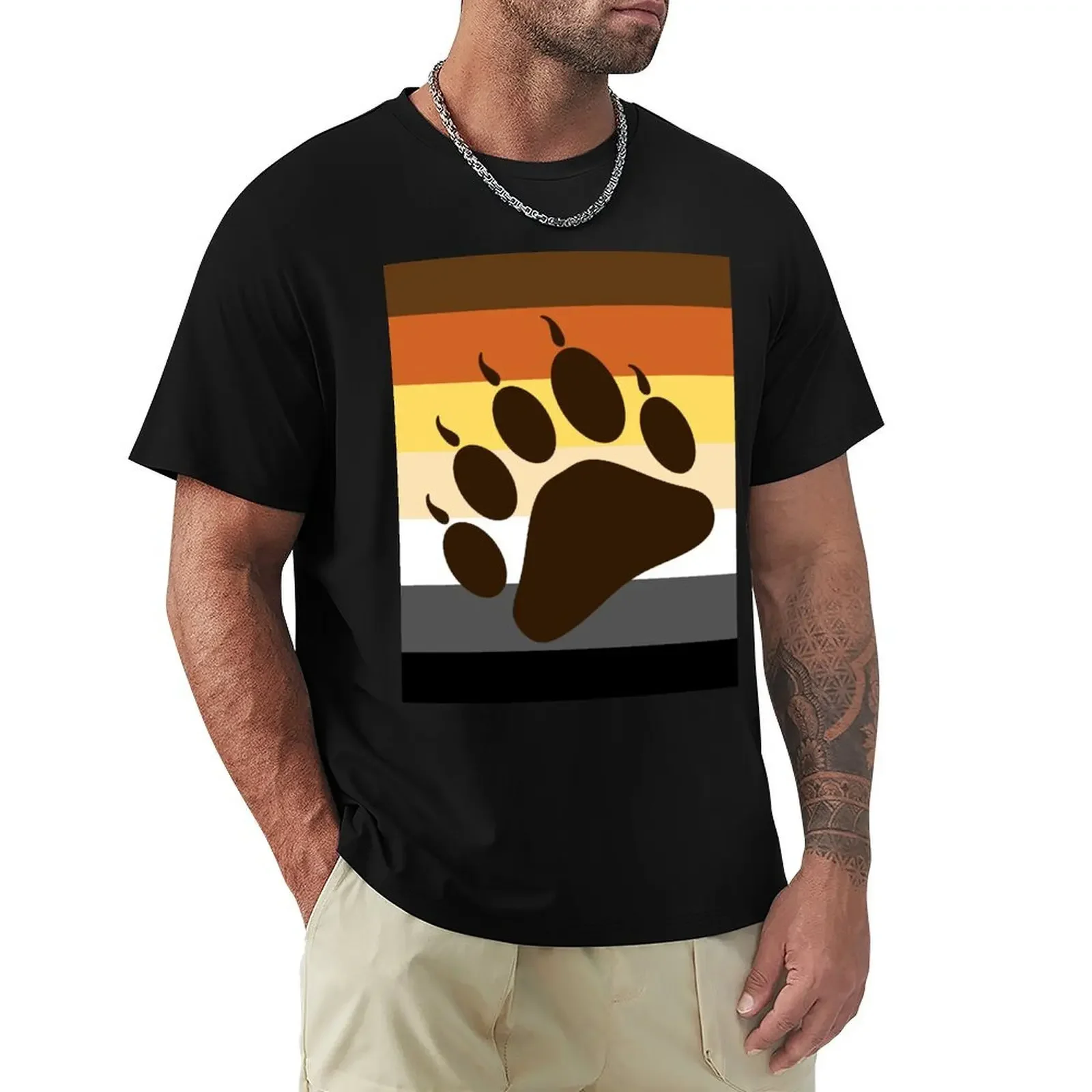 Bear Paw Flag T-Shirt summer top street wear rapper graphic tees oversized graphic tee mens cotton t shirts