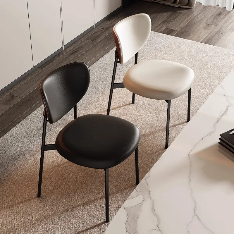 

Modern Luxury Nordic Mid century High Quality Leather Metal Dining Room 4 6 8 Chairs Set Designer Hotel Indoor Unique Furniture