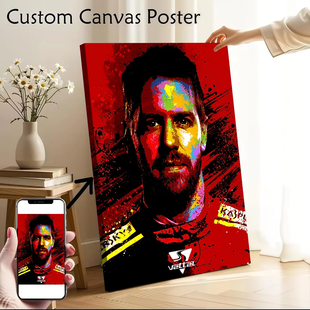Sebastian Vettel PopArt Printed Canvas Poster Personalized High Quality Wall Art Paintings for Modern Living Room Pictures Mural