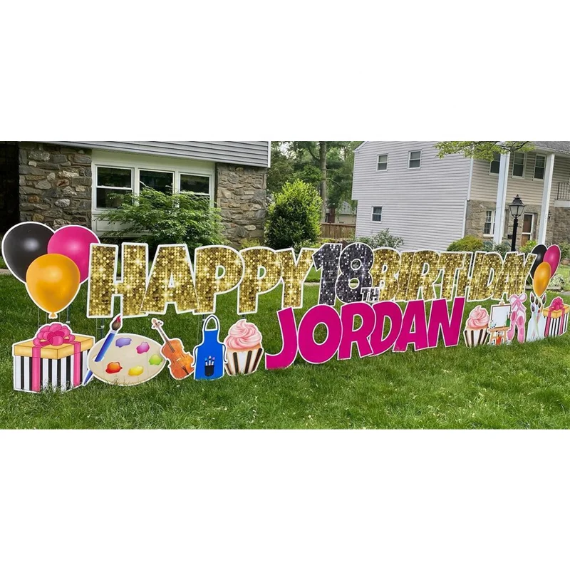 Printed Polypropylene Corrugated Plastic Holiday Sign, Correx/Coroplast/Corflute Signs Happy Birthday Lawn Yard Letters Display