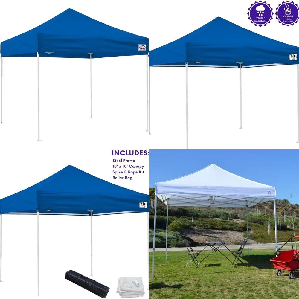 

10' x 10' Steel Instant Canopy with UV Protection, Royal Blue, Includes Bag, Spikes, and Ropes