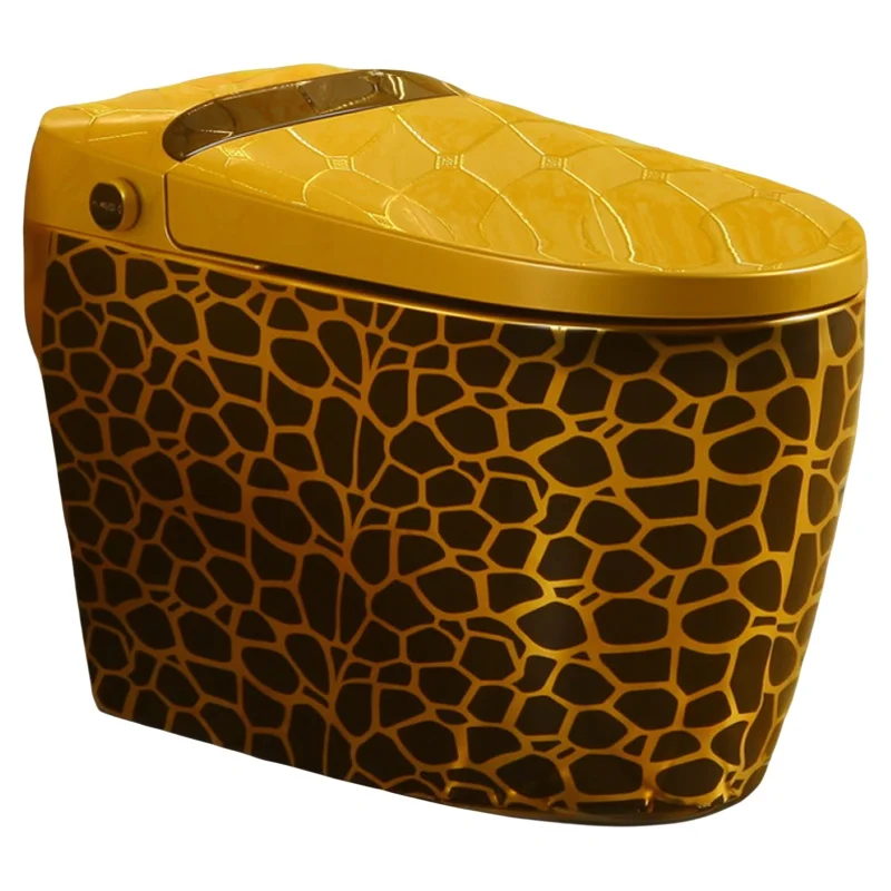 

Modern Chinese Style Luxury Smart Toilet New Black And Gold Retro Flush Ceramic Toilet Seat With Siphon Design For Bathroom