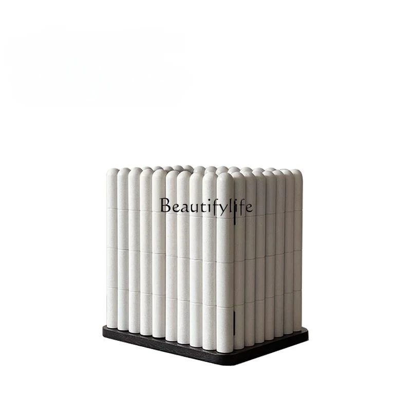 4*Modern minimalist creative design solid wood stick bedside table Italian minimalist home bedroom Nordic simple cabinet