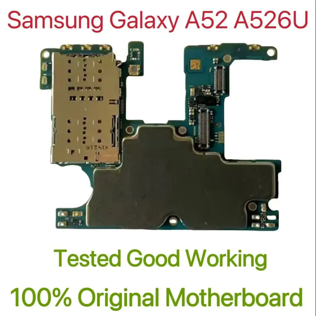 Original Unlocked Main Board For Samsung Galaxy A52 A526U 5G Mainboard Motherboard Unlocked With Chips Circuits Flex Cable