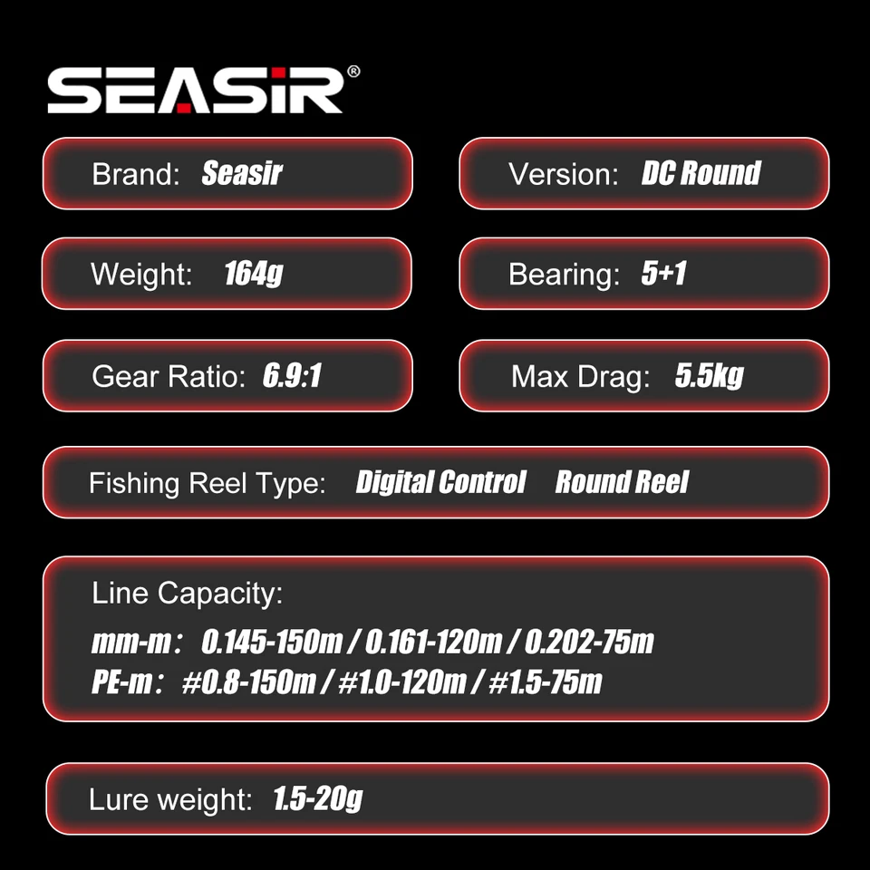SEASIR DC-ROUND ベイトキャスティングリール 164g 6.9:1