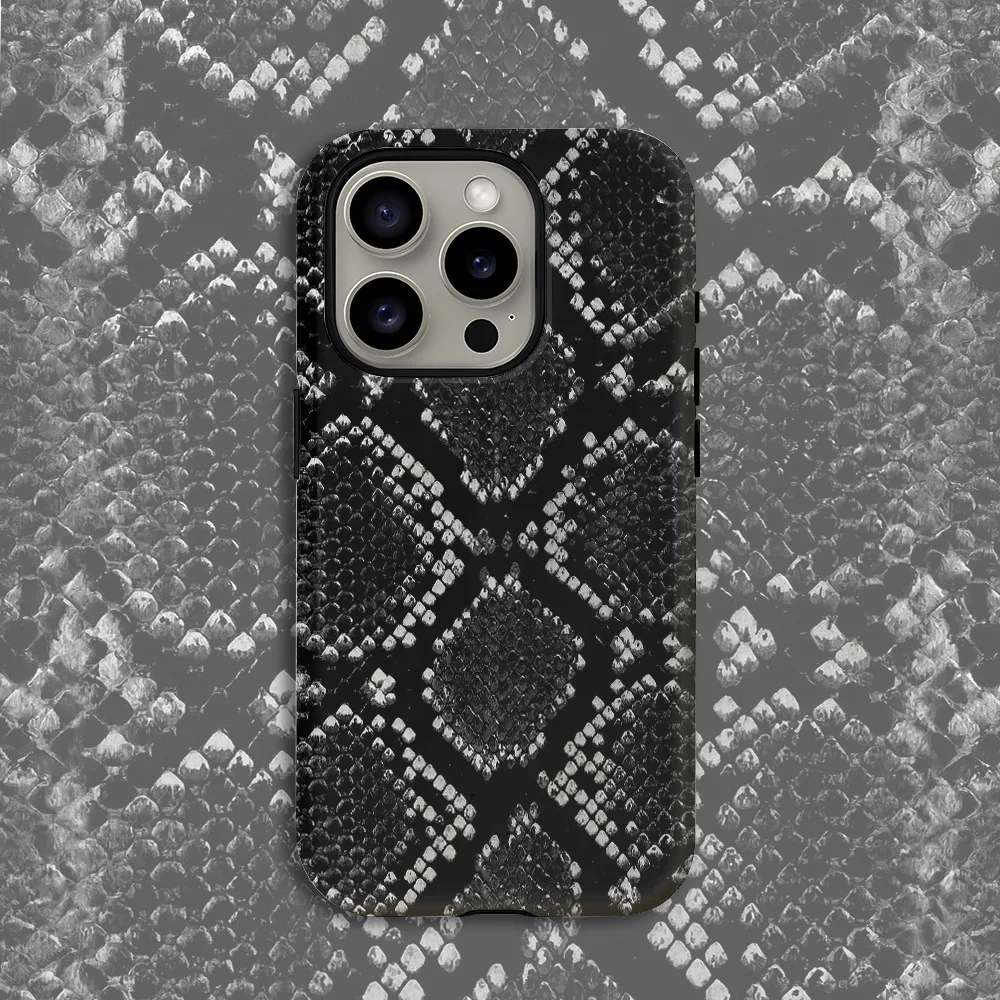 Black Snake Print Phone Case for Samsung Galaxy S20 S23 S24 S25 S26 FE Plus Ultra Edge 4G 5G Luxury Double-layer Back Cover