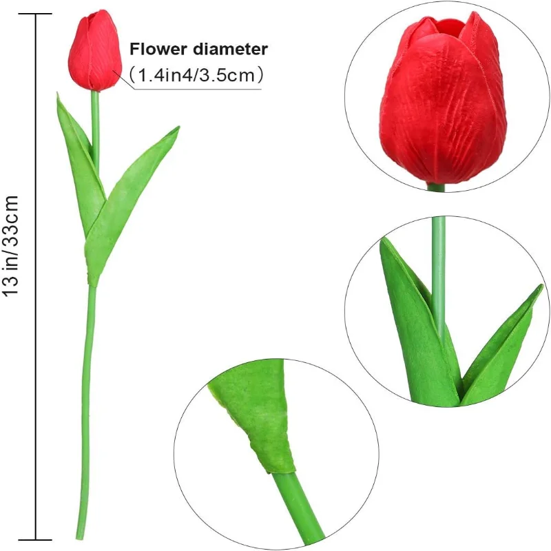 30 pezzi di tulipani in lattice artificiale fiori steli finti PU tulipani al tocco reale per la decorazione della festa nuziale (bianco)