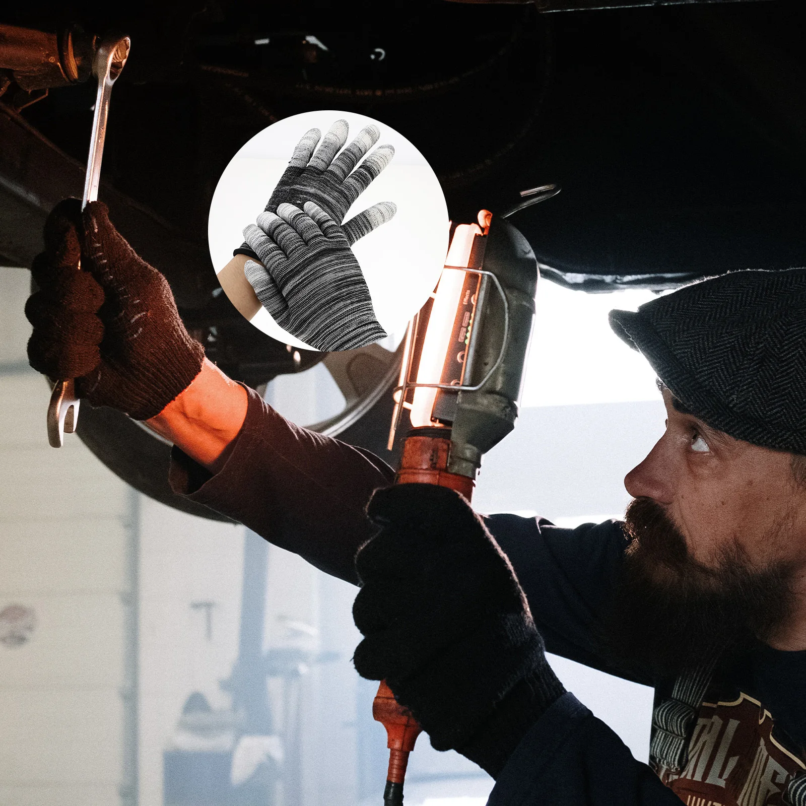 

12Pairs Anti-Static Coated Gloves Nylon Durable Non-Skid Protective Work Gloves for Construction Auto Repair Labor Protection