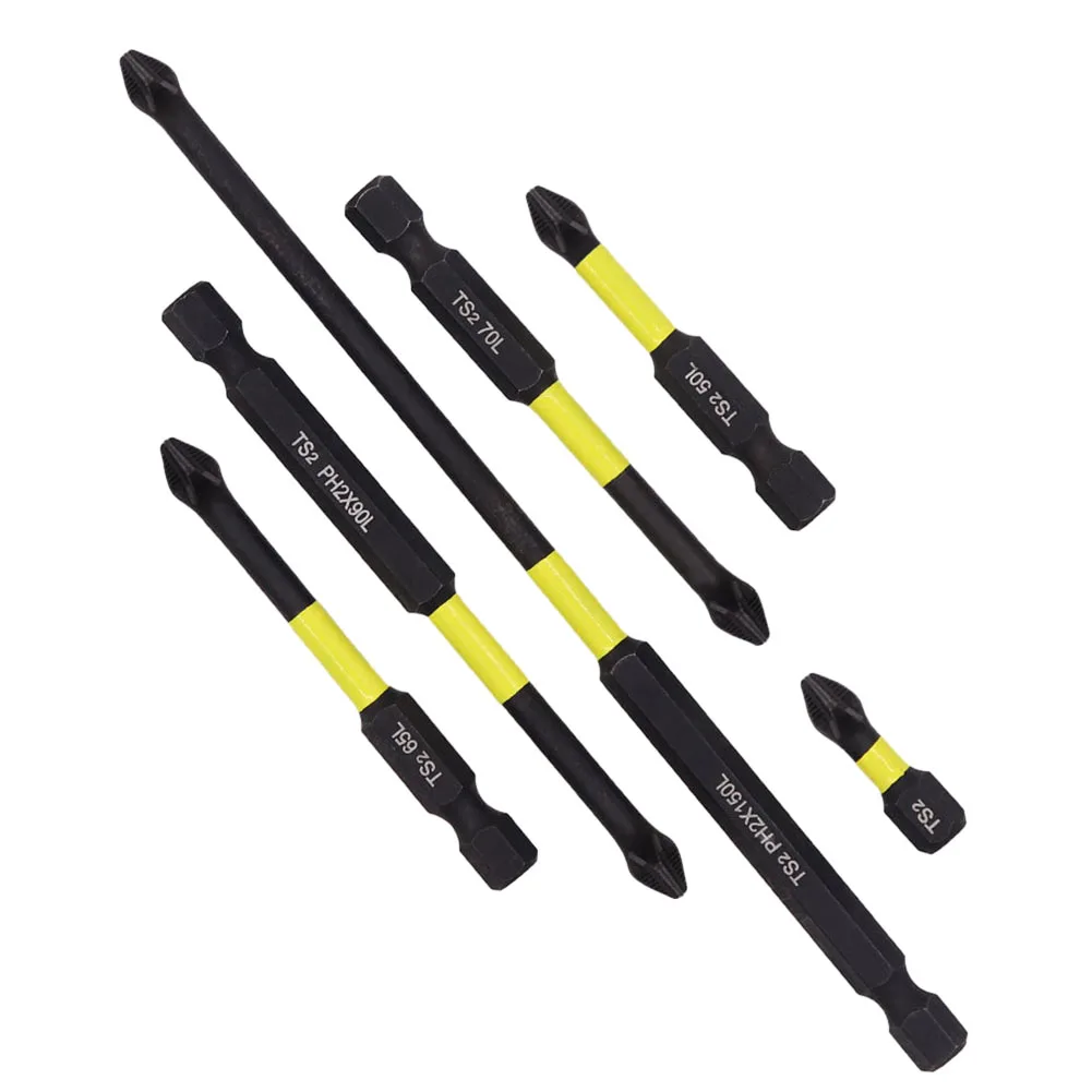 1pc anti-deslizamento magnético cruz chave de fenda bits 25-150mm ph2 magnetismo facilmente pegar parafuso amarelo/preto mão ferramenta parte