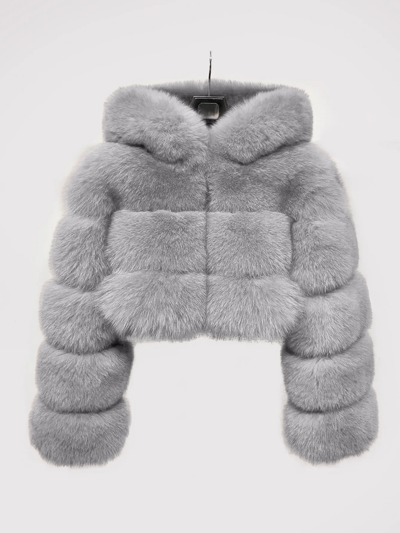 

2025 Autumn Winter New Women Hooded Faux Fur Coats Solid Short Jackets Mini Lenth Long Sleeves Open Stitch Straight Fit Casual