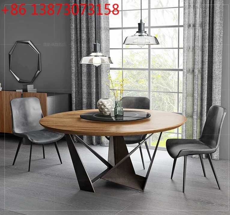 Nordic solid wood round table round dining table loft retro creative home dining table coffee  designer furniture