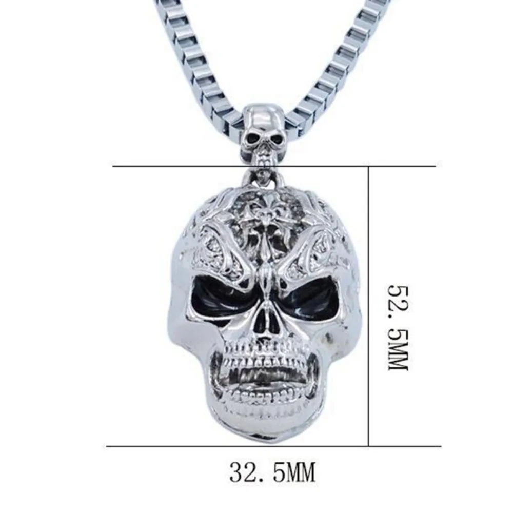 Hip Hop Retro Evil Skull Necklace Metal Skull Pendant Collar Gothic Skull Chain Skull Fashion Men and Women Punk Style Jewelry