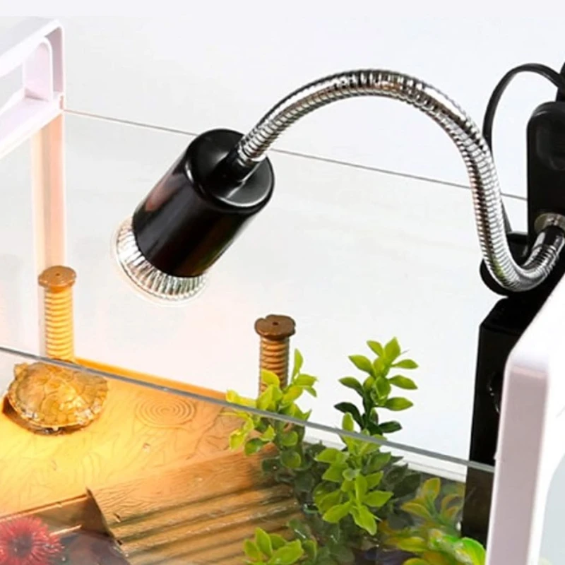 Lâmpada de Aquecimento para Répteis UVA/UVB com Suporte para Tartarugas, Lagartos e Cobras, para Terrário com Interruptor Regulável, Lâmpada de Aquecimento para Aquário e Terrário