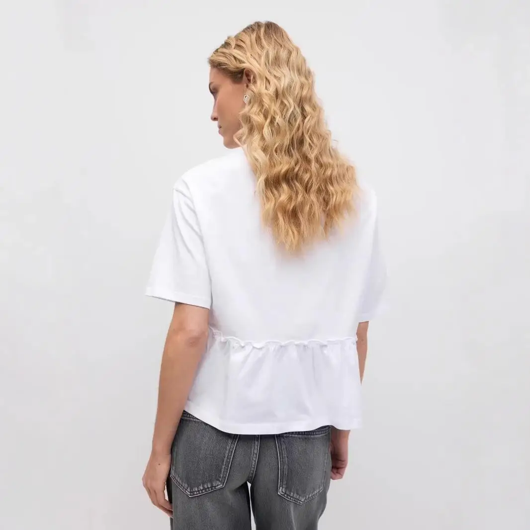 レディース ソフトコットン Tシャツ エレガント クルーネック カラー トップス 快適な女性服 春ファッション