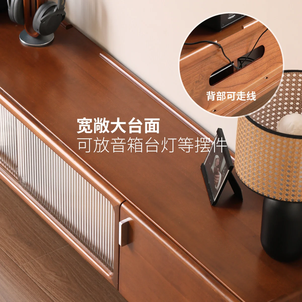 Solid wood TV cabinet Living room antique floor cabinet Household TV cabinet High-foot locker 4