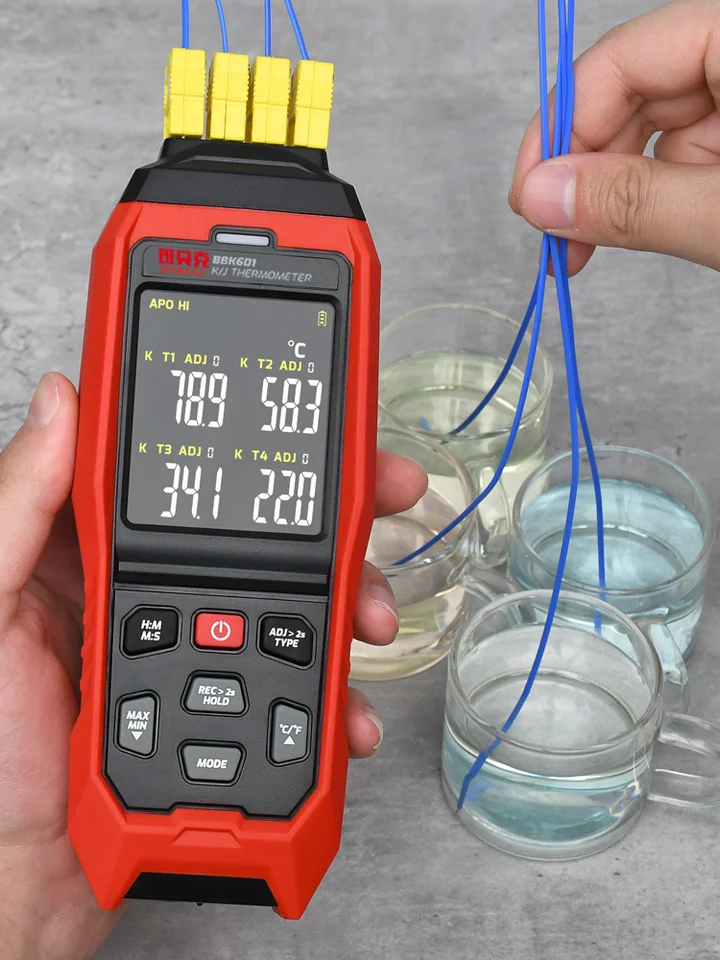 BBK612 Dual Channel Mini LCD Industrial Thermometer Customizable ODM Type K Thermocouple Probe ABS Material Mini Backlight