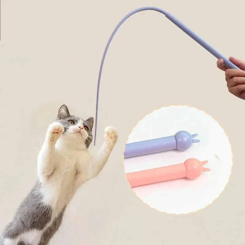 Brinquedo biônico de silicone para gato, cauda de mouse, cor dupla, interativo, sem bateria, exercício, caça, ligação, gatos internos, jogo íntimo ind