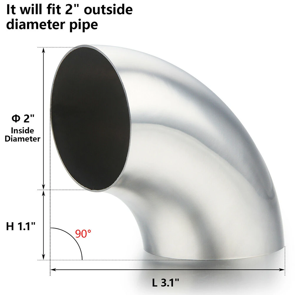 90 Degree Bend Elbow Pipe Silver Polished Elbow Fitting for exhaust Elbow Multipurpose Tight Radius Elbows  90
