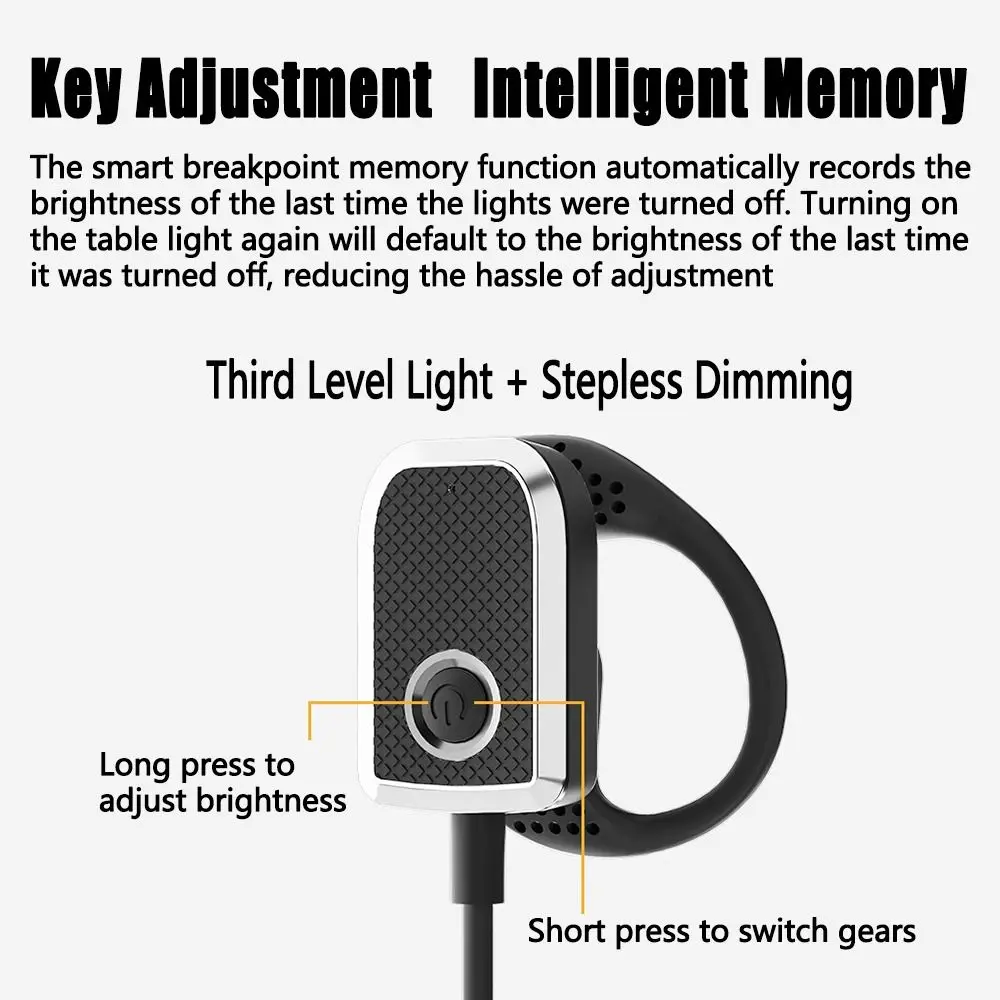

Ear Hanging Reading Lamp Stepless Dimming 360-degree Adjustment Mini Night Light USB Charging Eye-Protection Ear Clip Lamp