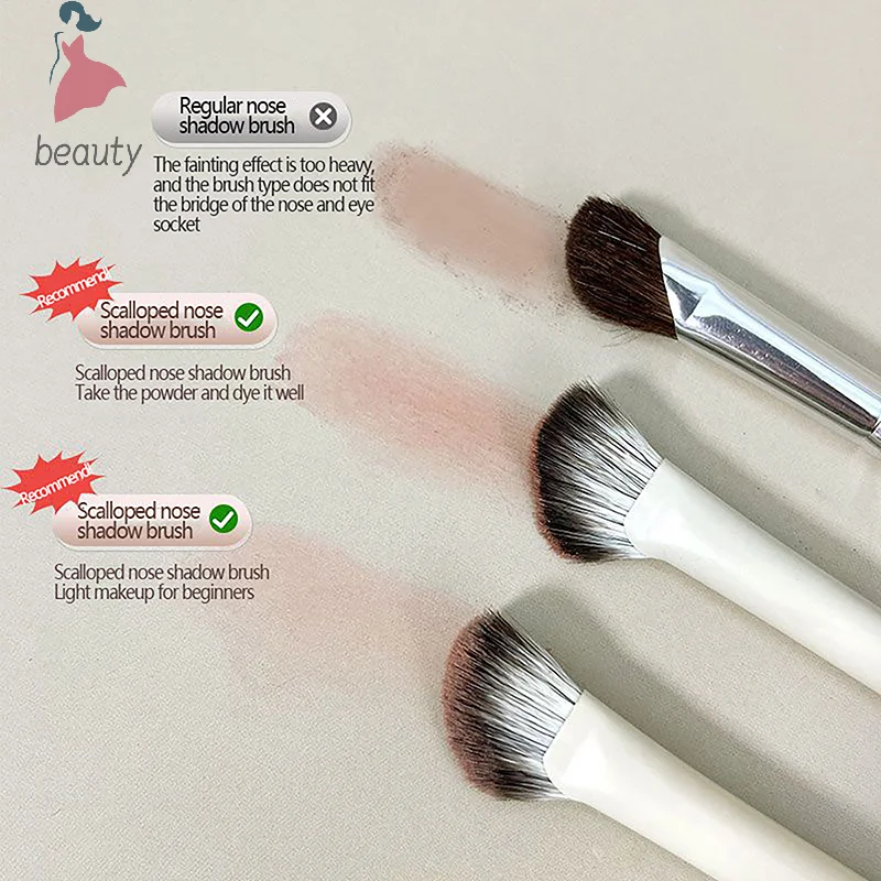 Metade Fan-Shaped Nose Shadow Brush, Highlighter Blush, Pincéis de maquiagem, Fit Nose Eye Contour, Ferramentas de Beleza Facial Mulheres, 1Pc