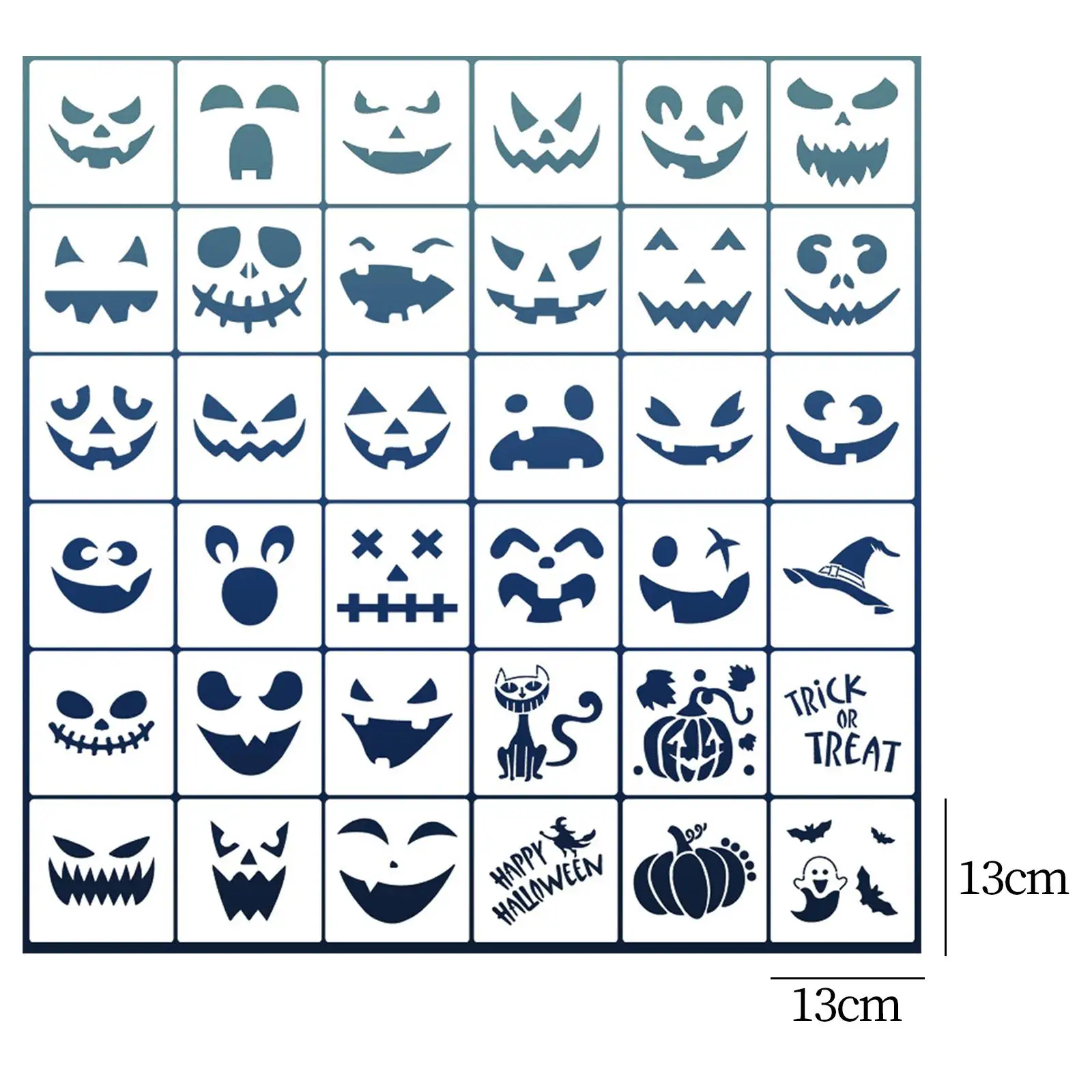 36x Halloween Pumpkins Face Stencils DIY Supplies, Face Paint Stencils for