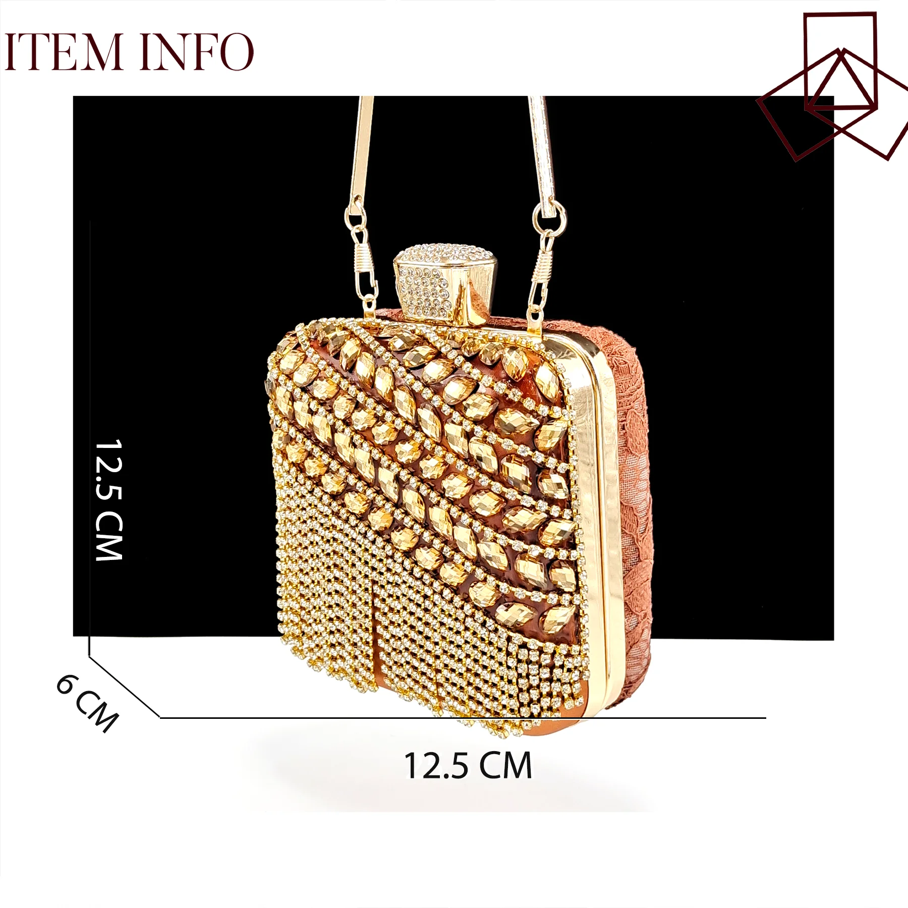QSGFC 2024 italian Fashion breathable Lace fabric Women Heels Coffee Shoes And Bag Full Rhinestone tassels Party HandBag