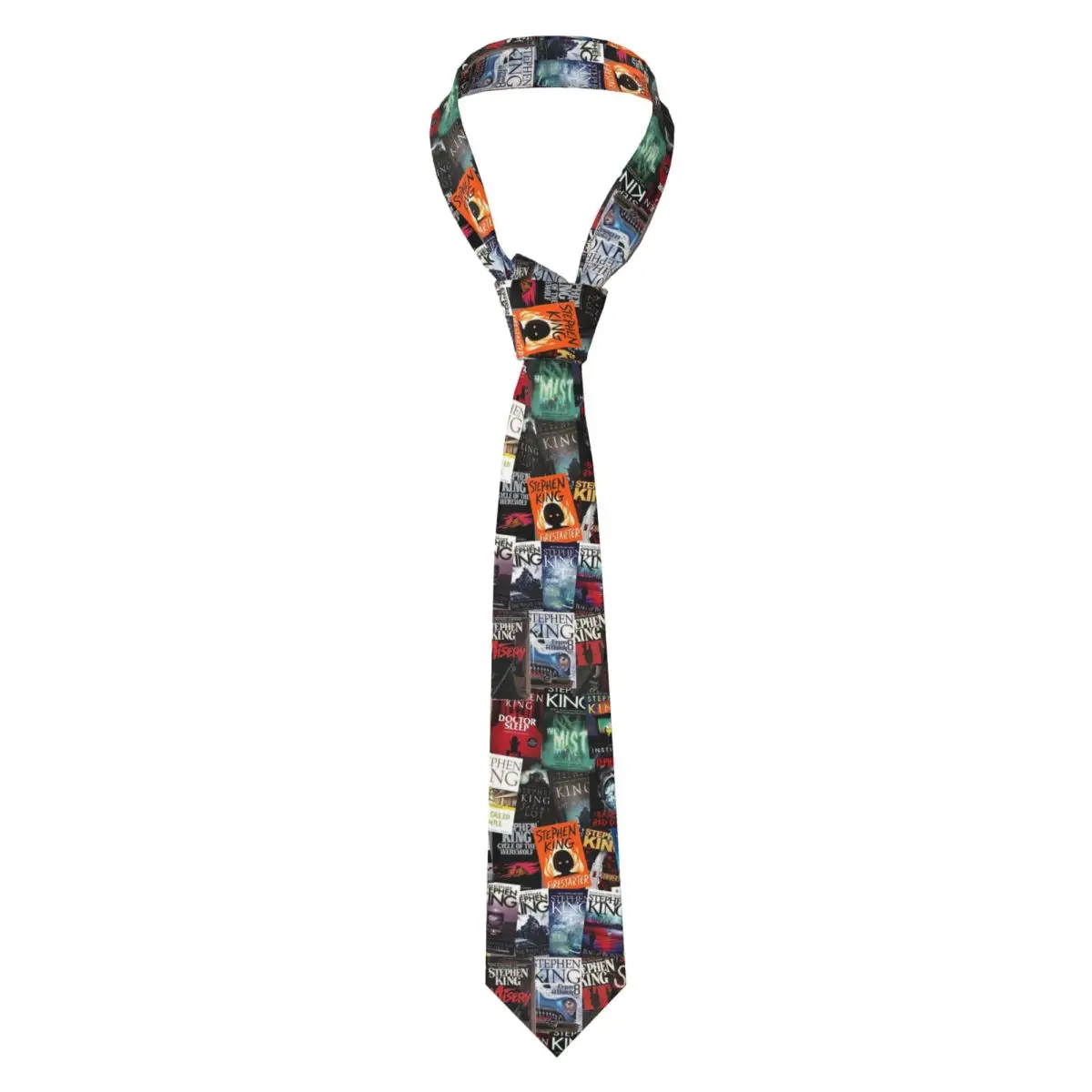 Stephen King Book Covers, Horror Bookworm Necktie for Men Silk Polyester 8 cm Neck Ties Wedding Suits Tie Casual Gravatas