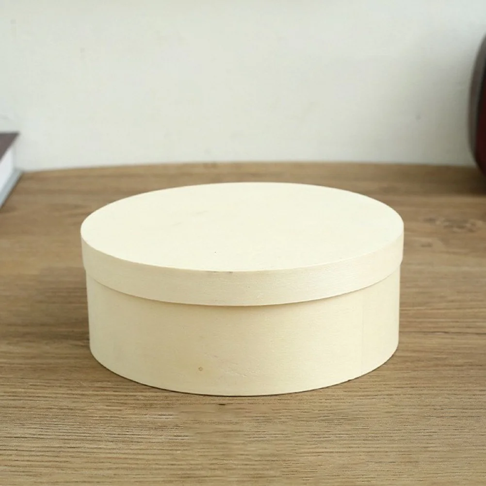 

Wooden Candy Box Gift Boxes Round Container with Lid for Wrapping Gifts Unfinished Wedding Favor Cover Treat