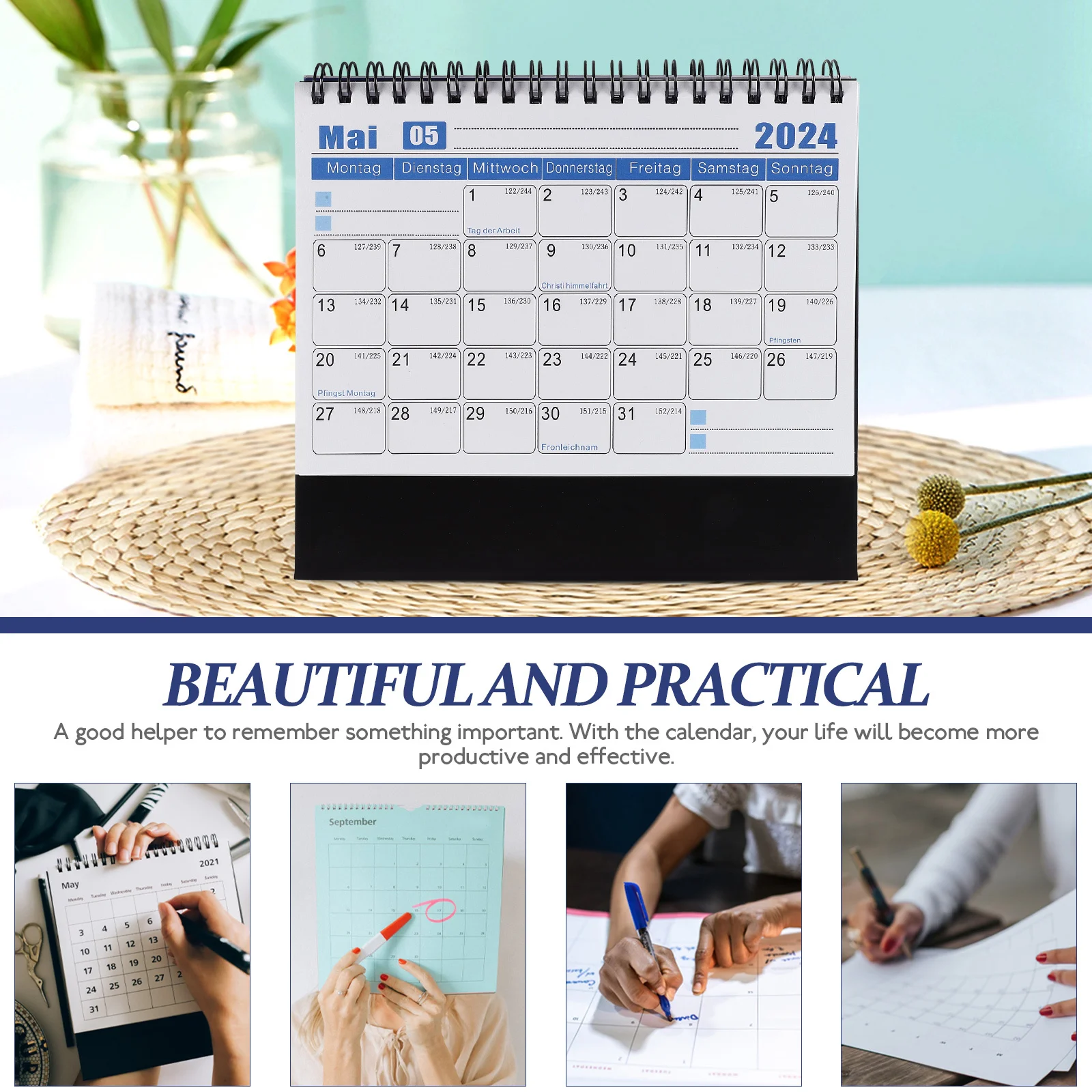 

Paper Desk Calendar Classic Creative Design Decorative Small Standing Month Calendar Daily Use Office Home