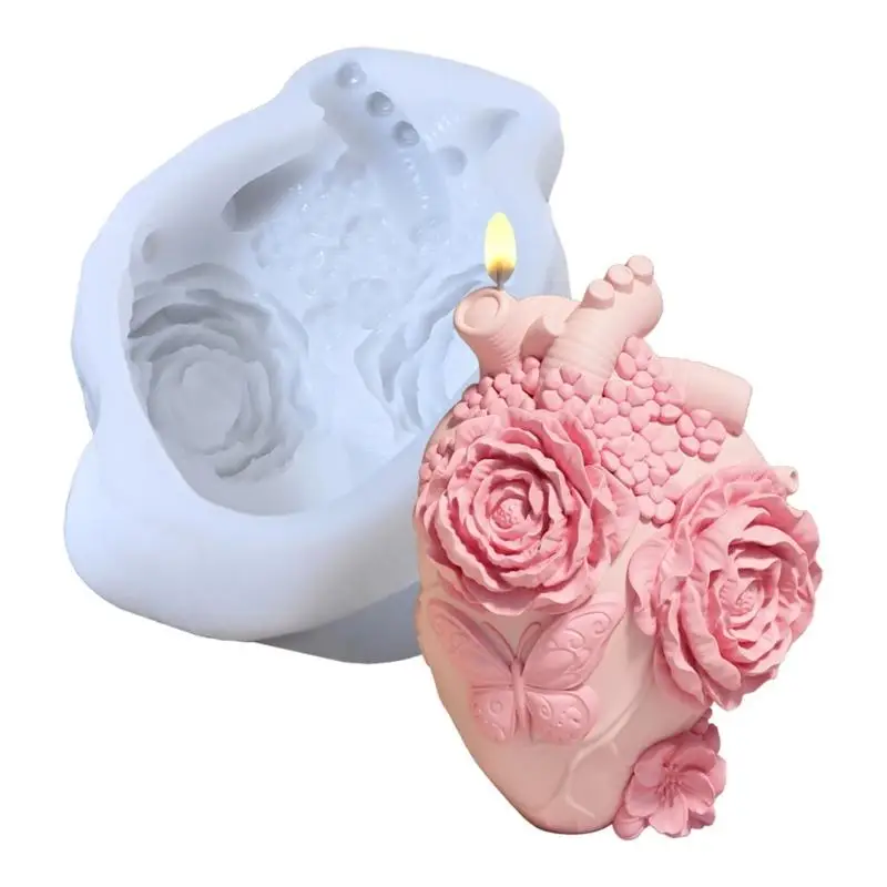 

E8BD Flower Silicone Molds Plasters Molds Epoxy Resin Molds Flower Heart Molds Ornament Molds Casting Molds