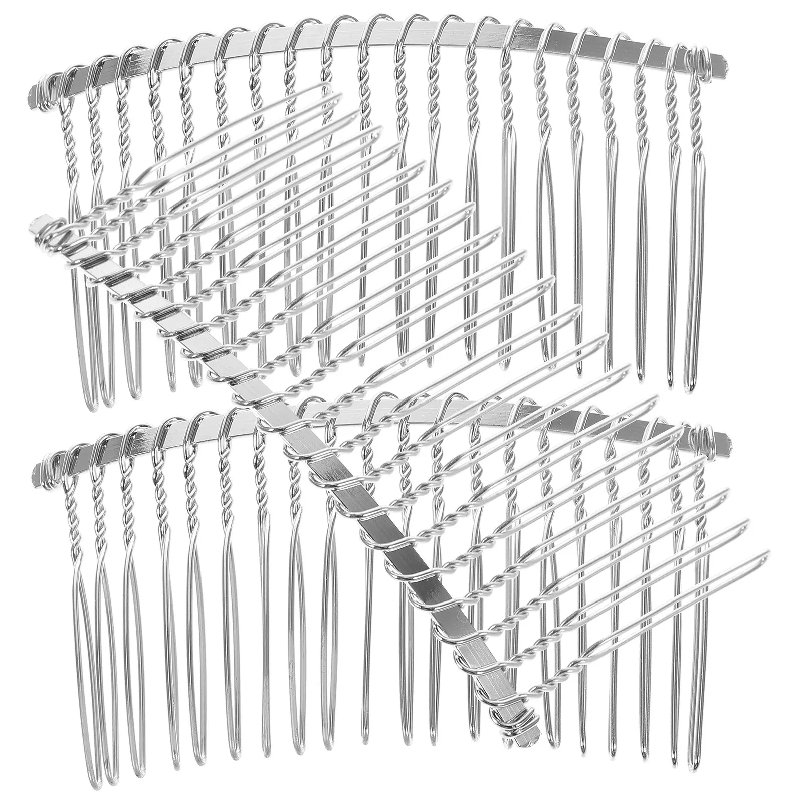 3Pcs 20 Tooth Metal Hair Comb Silver Loop Twisted Bridal Veil Comb Wedding Headpiece Clip DIY Millinery Floristry Craft view 3