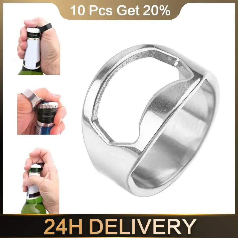 Creative Bottle Opener Ring Corkscrew Stainless Steel Finger Ring Beer Can Openers Gadgets Cool Bar Kitchen Accessories Gifts