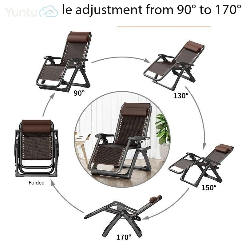 Folding PE Rattan Lounge Chair Lazy Sofa Chair Comfort Leisure Recliner for Home Balcony Beach Camping Use