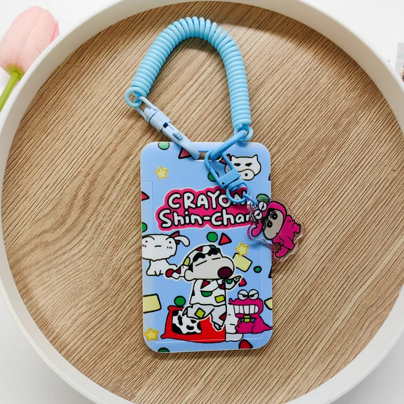 Anime Crayon Shin Chan Card Holder Cartoon Portable Anti-lost Keychain Cute Student Bus Card Holder Kawaii Protective Case Gift