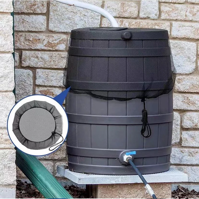 Rainwater Collector Tank Net Cover Rain Water Collection Bucket Netting with Drawstring Rain Barrels Screen Water Bucket Covers