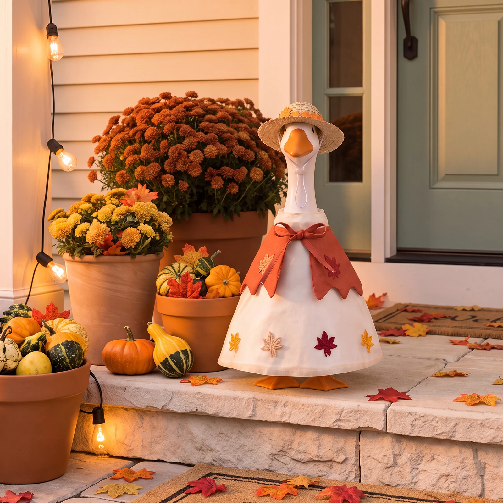 Fall Porch Goose Dress Hat Shawl Outfit for 23 Inch High Cement Goose Fall Porch Goose Outfit Porch Goose Costume Fall LawnDecor