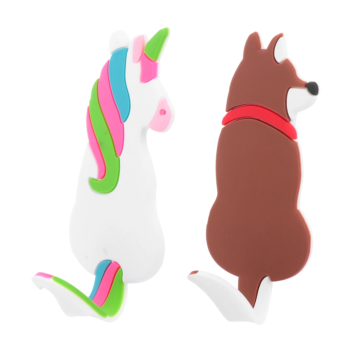 

2pcs Magnetic Hooks Flexible Silicone Cartoon Animal Design Adorable Fridge Stickers Home Office Use